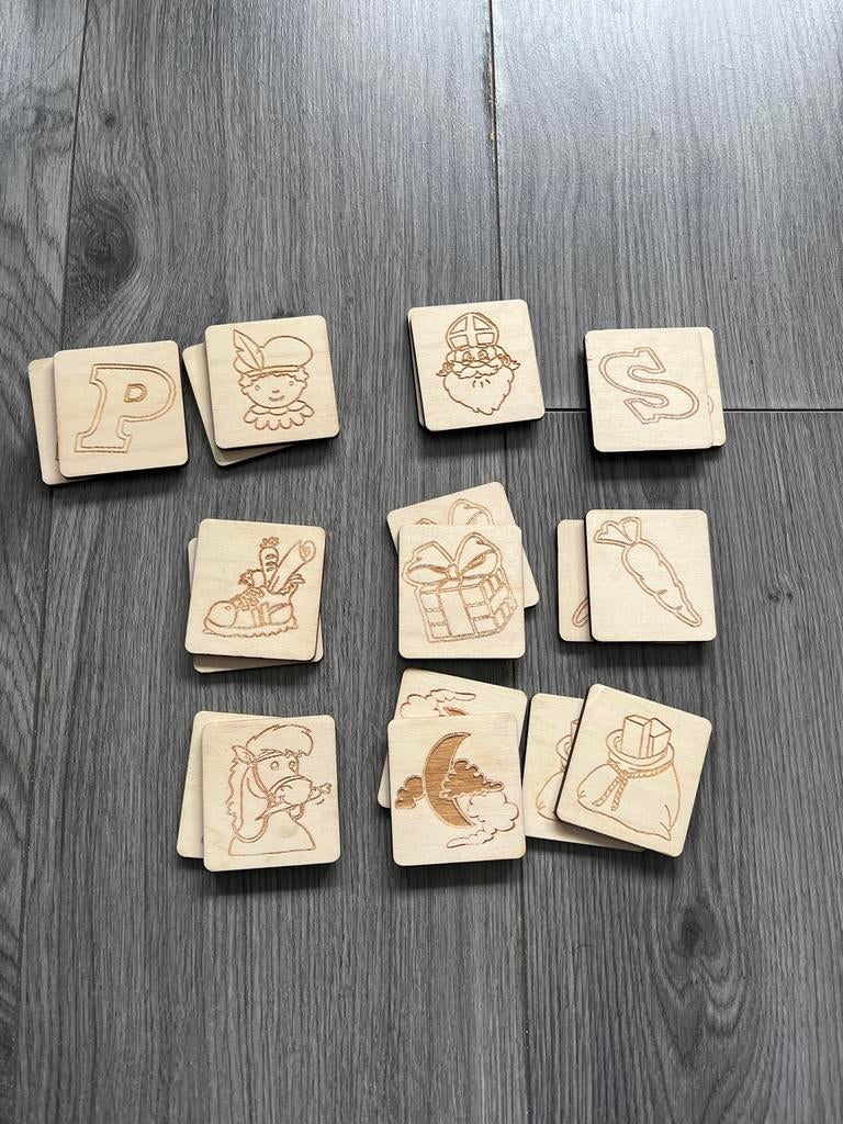 Sinterklaas Memory Spel - Houten Educatief Speelgoed, Ophalen, Zo goed als nieuw, Puzzelen