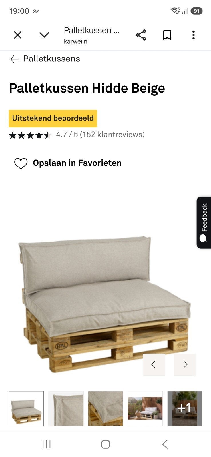 palletkussens met nieuwe vulling en opberghoezen, Ophalen, Gebruikt, Grijs, Rechthoekig
