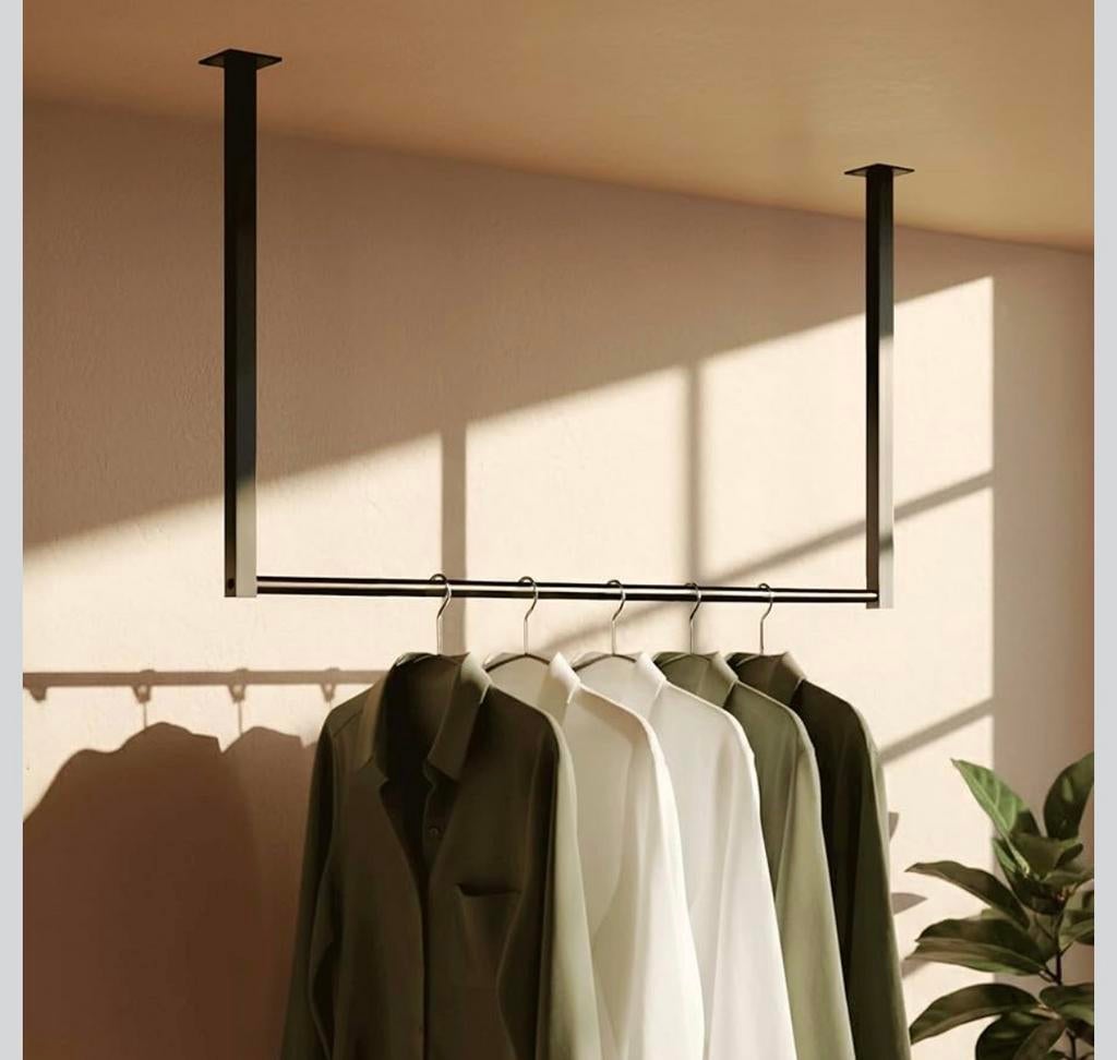 CLP Fenton kledingstang/kapstok zwart 60x80 cm incl.10 haken, Huis en Inrichting, Woonaccessoires | Kapstokken, Zo goed als nieuw