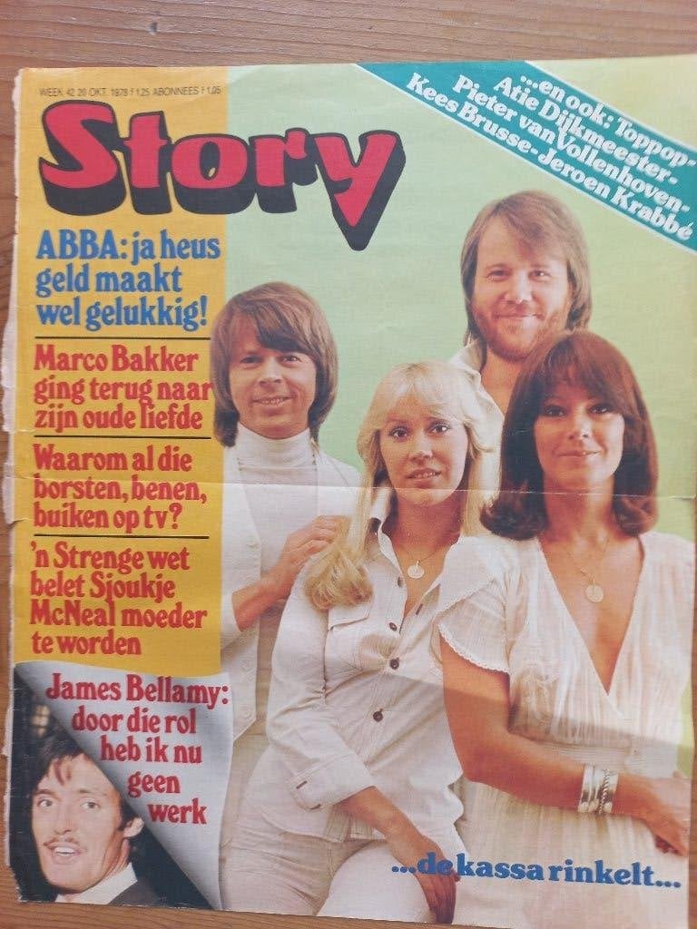 ABBA artikel + voorpagina 1978 Story, Verzamelen, Ophalen of Verzenden, Zo goed als nieuw, Boek, Tijdschrift of Artikel