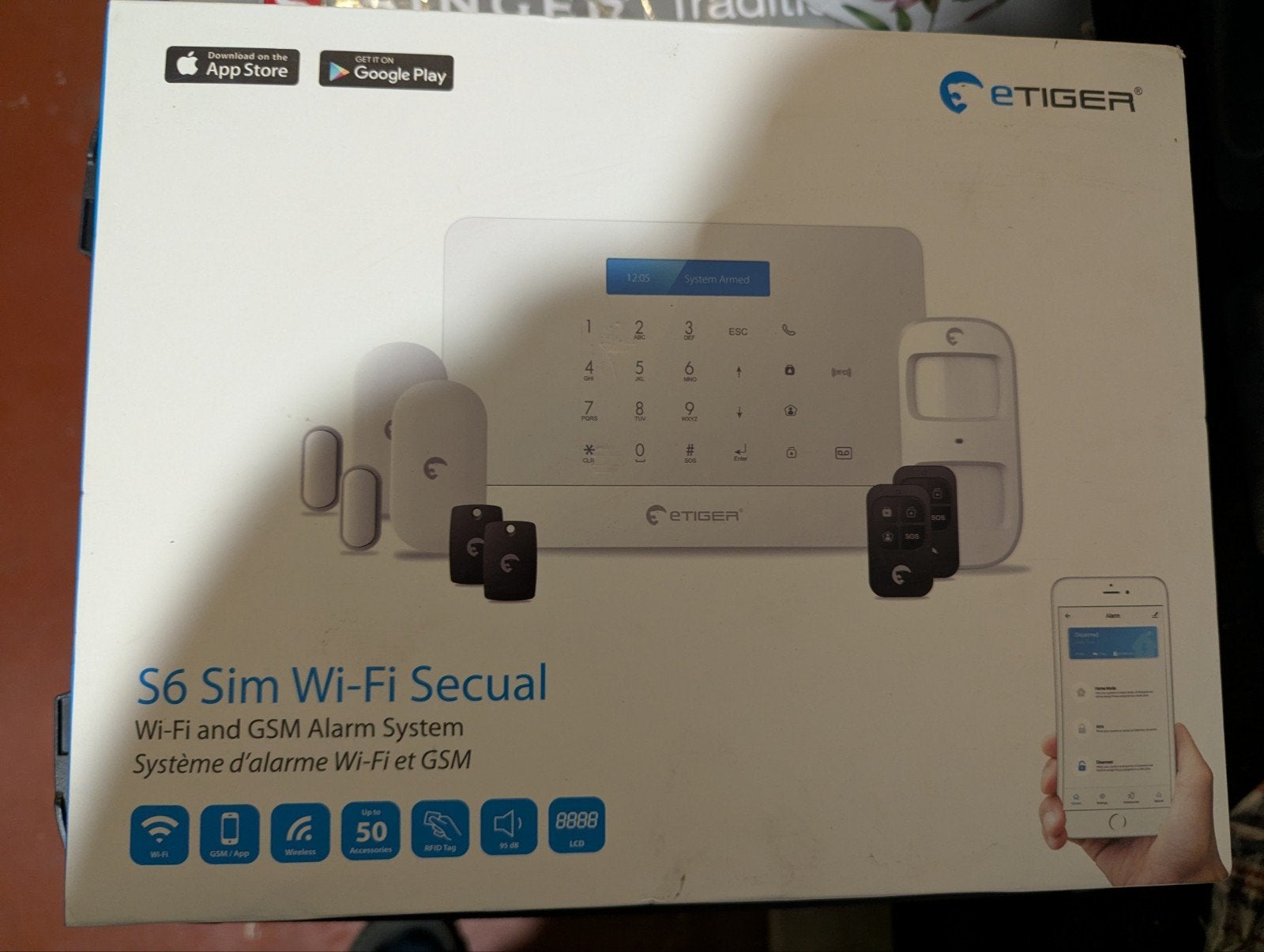 eTiger S6 Sim Wi-Fi Secual Alarm Systeem met Cmera en Sensor, Beweging, Draadloos, Nieuw, Ophalen of Verzenden