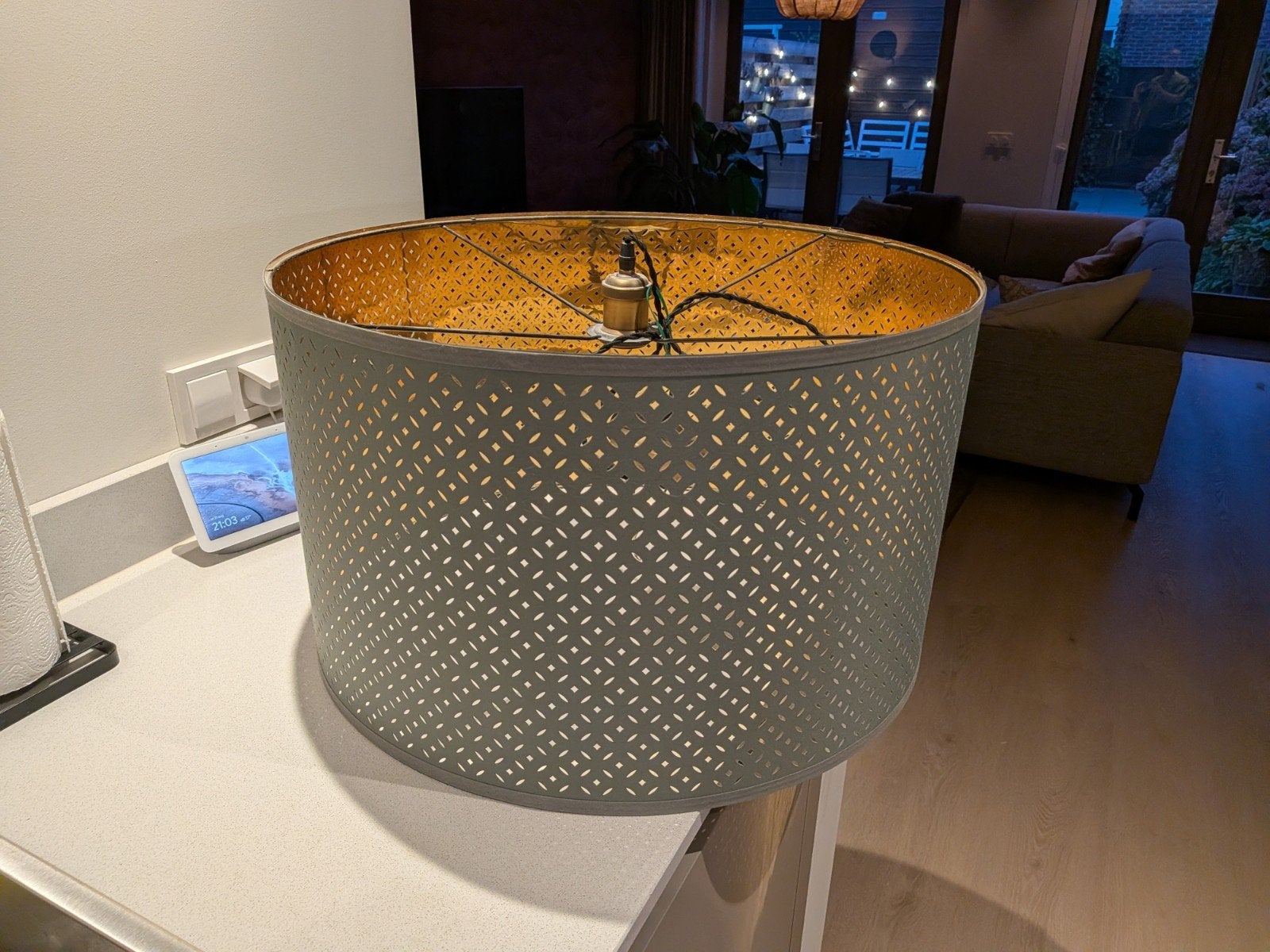 IKEA lampenkap nymö. Incl pendel, Rond, Zo goed als nieuw, 35 cm, Kunststof