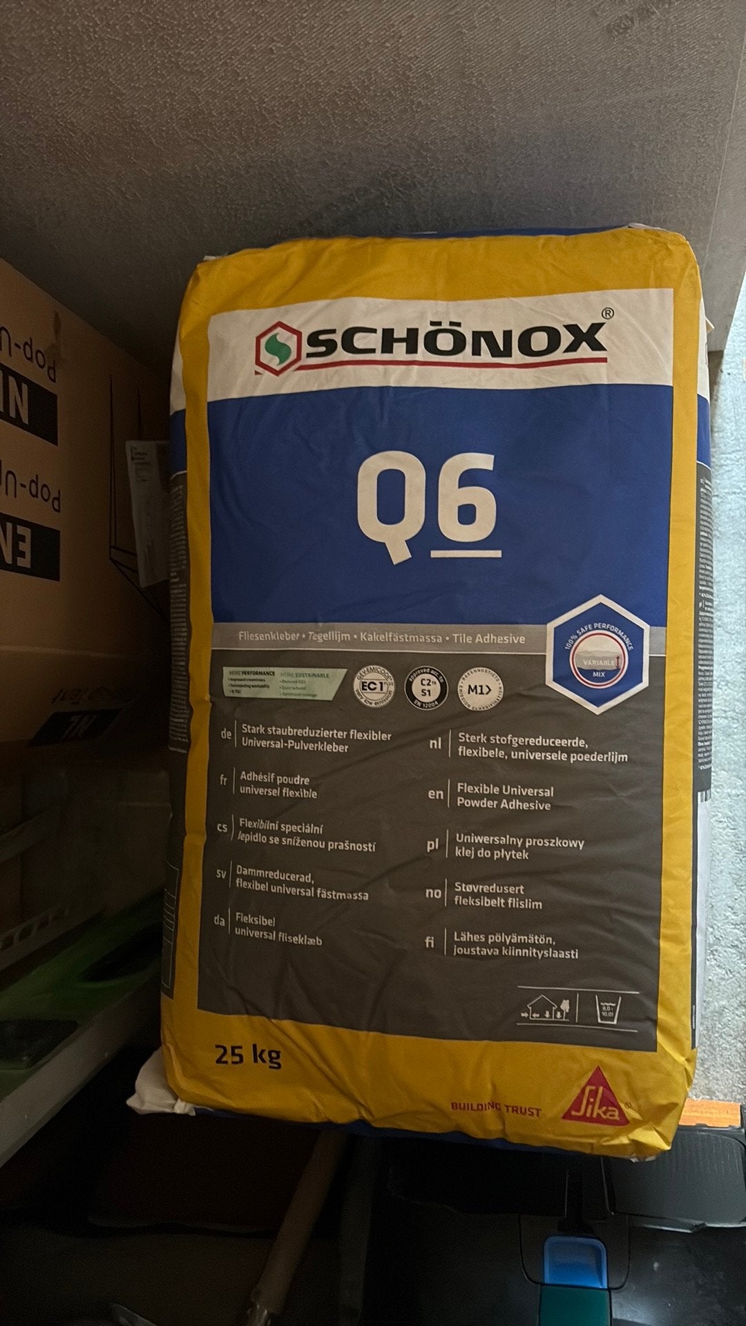 2 zakken schonox Q6 tegellijm 25kg, Ophalen, Nieuw