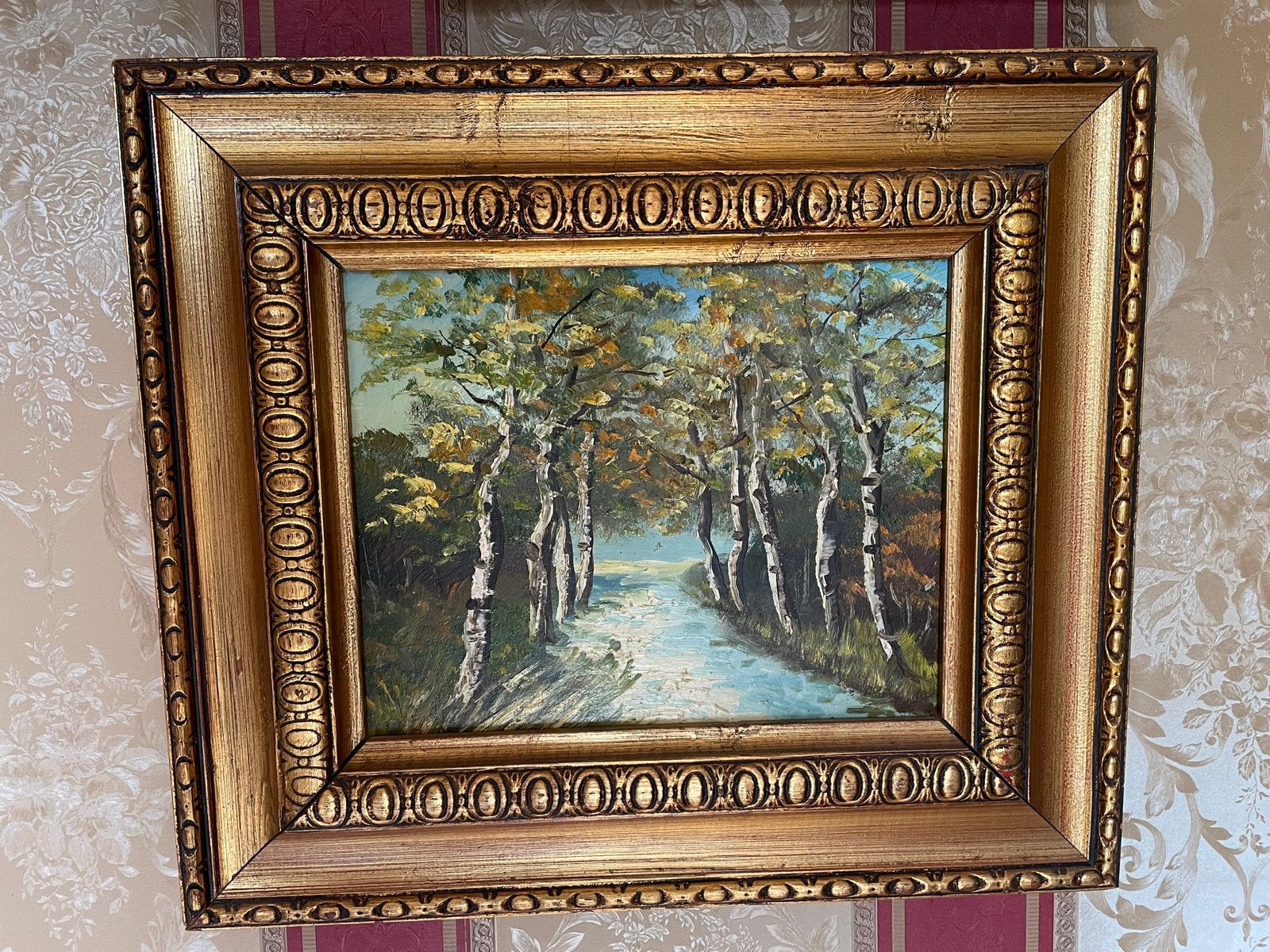 Schilderij: Boslandschap met water en bomen, Antiek en Kunst, Kunst | Schilderijen | Klassiek, Doek, Realistisch, Ophalen of Verzenden