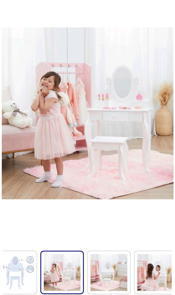 Kaptafel met kruk wit meisjes make up tafel NIEUW in doos, Huis en Inrichting, Ophalen of Verzenden, Nieuw, 50 tot 100 cm, Minder dan 100 cm
