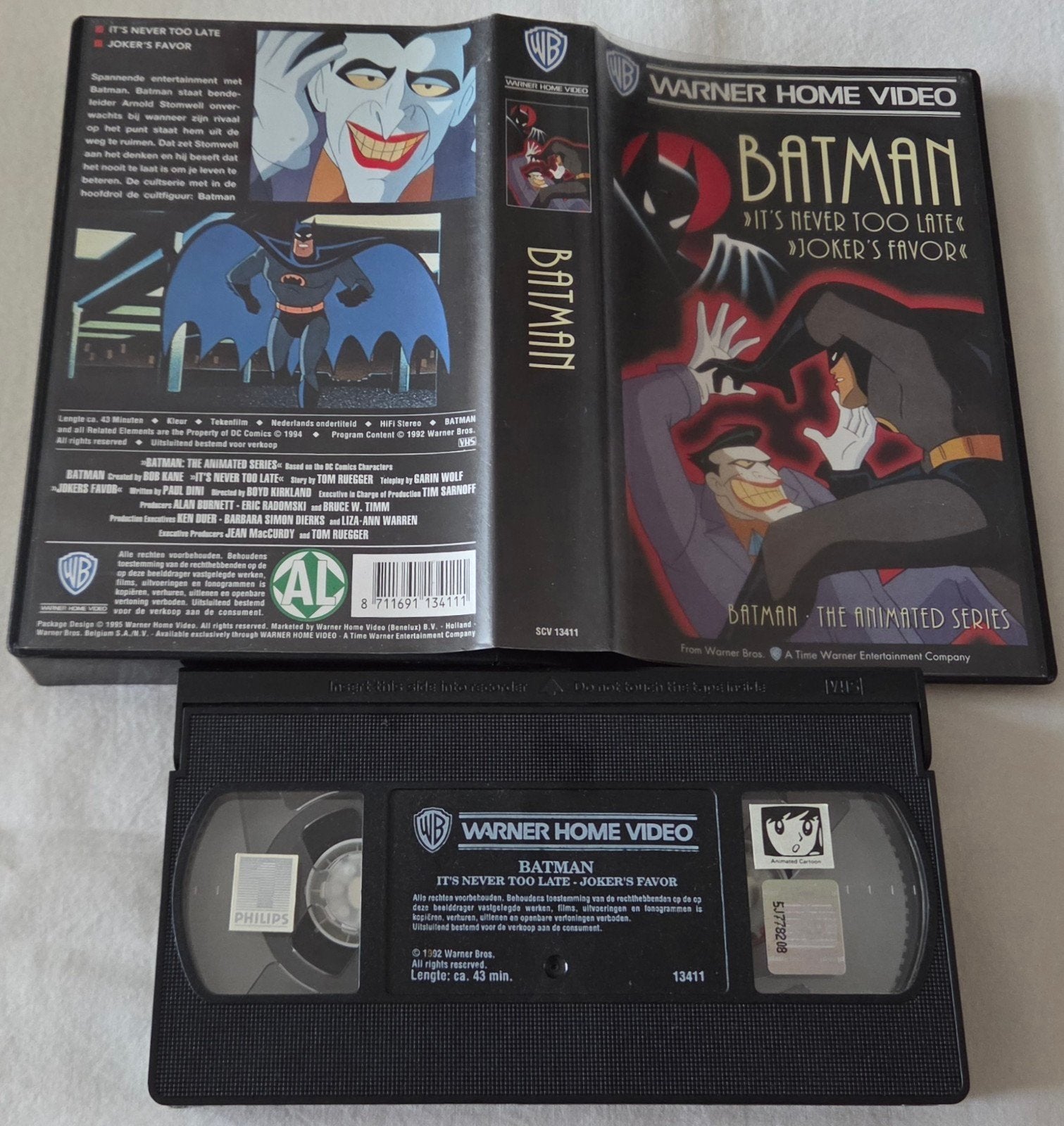 DC Batman Animated It's Never Too Late VHS Cartoon/Animatie, Alle leeftijden, Ophalen of Verzenden, Gebruikt, Actie en Avontuur