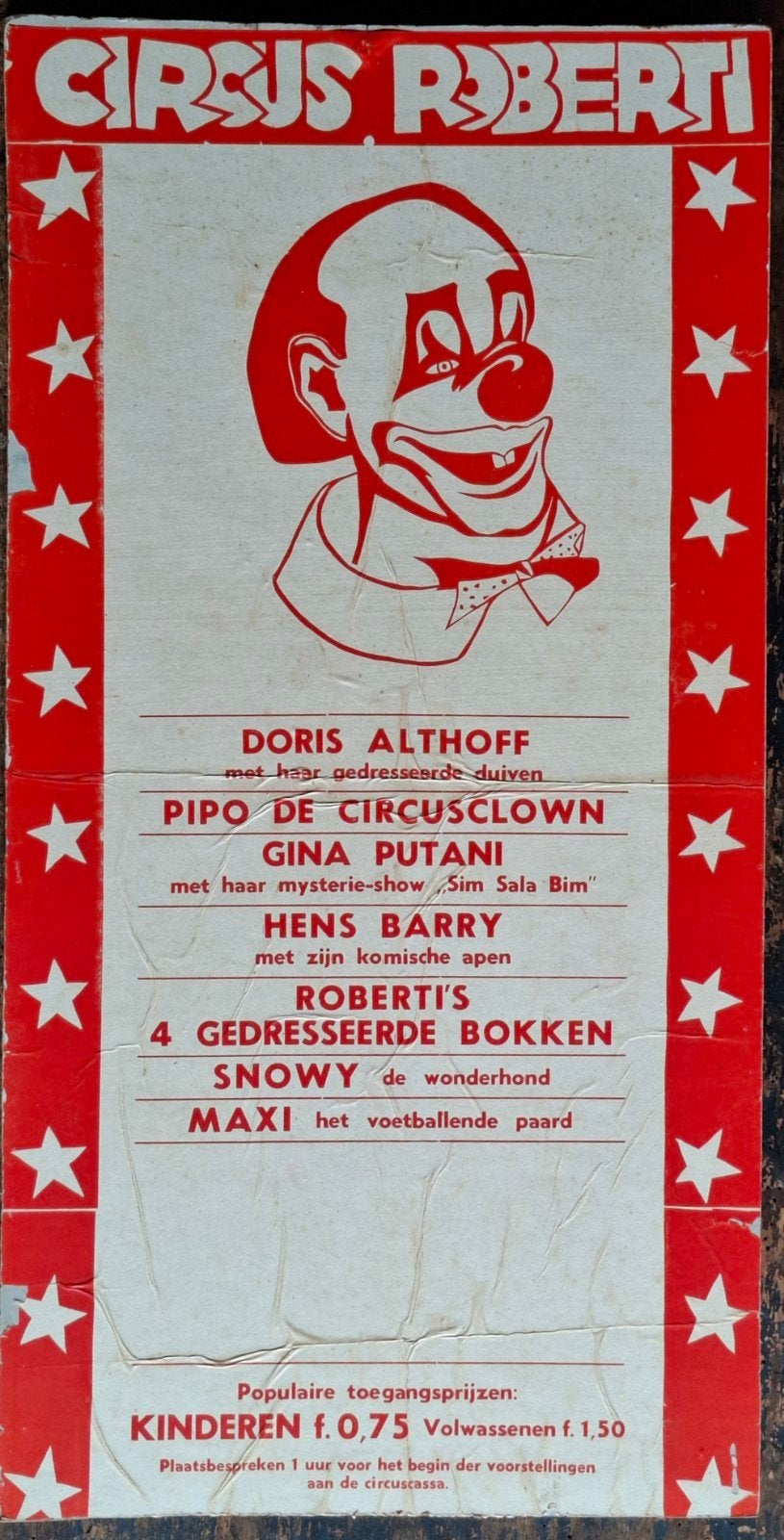 EFTELING circus.  Poster Circus ROBERTI. * Zie tekst., Verzamelen, Efteling, Gebruikt, Overige typen, Ophalen