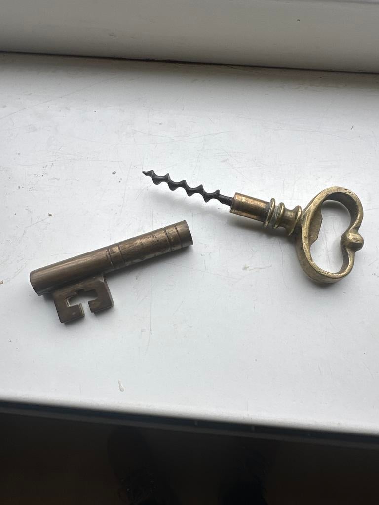 Vintage Messing Kurkentrekker - Ouderwetse Sleutel Design, Ophalen of Verzenden
