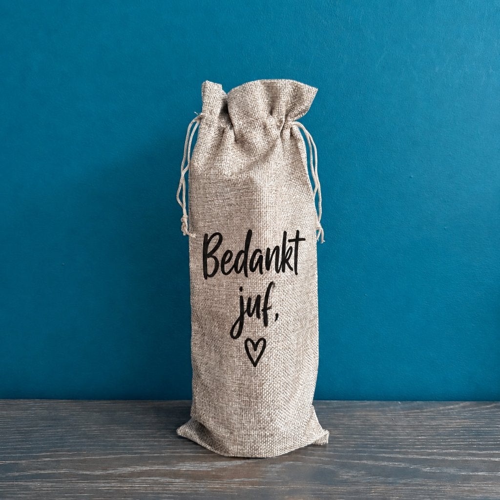 Dranktas jute bedankt juf cadeau, Ophalen of Verzenden, Nieuw