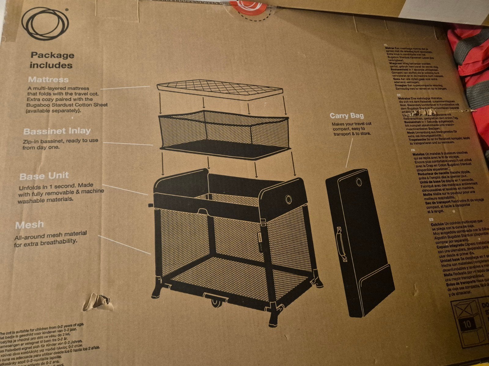 Babybed, Bugaboo reisbedje, Nieuw in doos, Ophalen, Nieuw, 180 cm of meer, Minder dan 70 cm