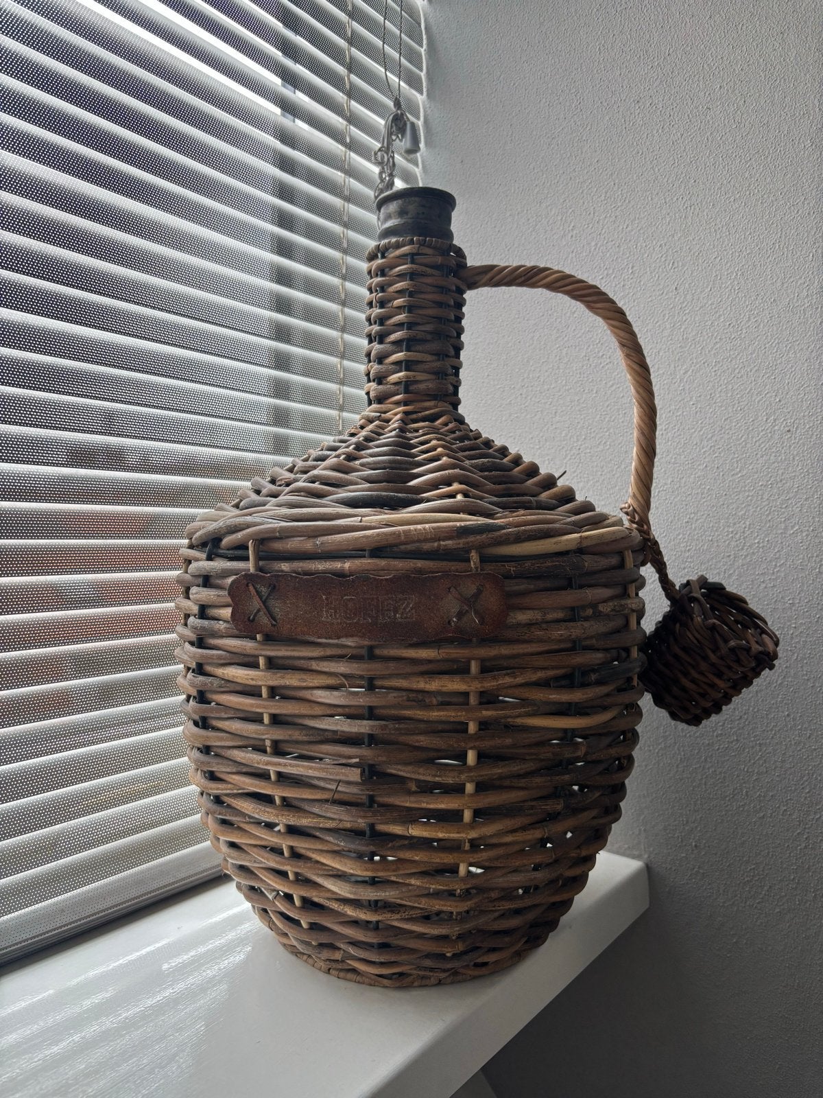 Hoffz rieten fles/karaf - 46 cm hoog, 30 cm breed, Ophalen