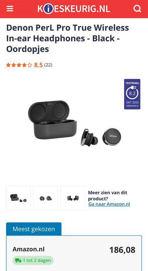 Denon PerL Pro True Wireless In-ear Headphones - Oordopjes, Ophalen, Zo goed als nieuw