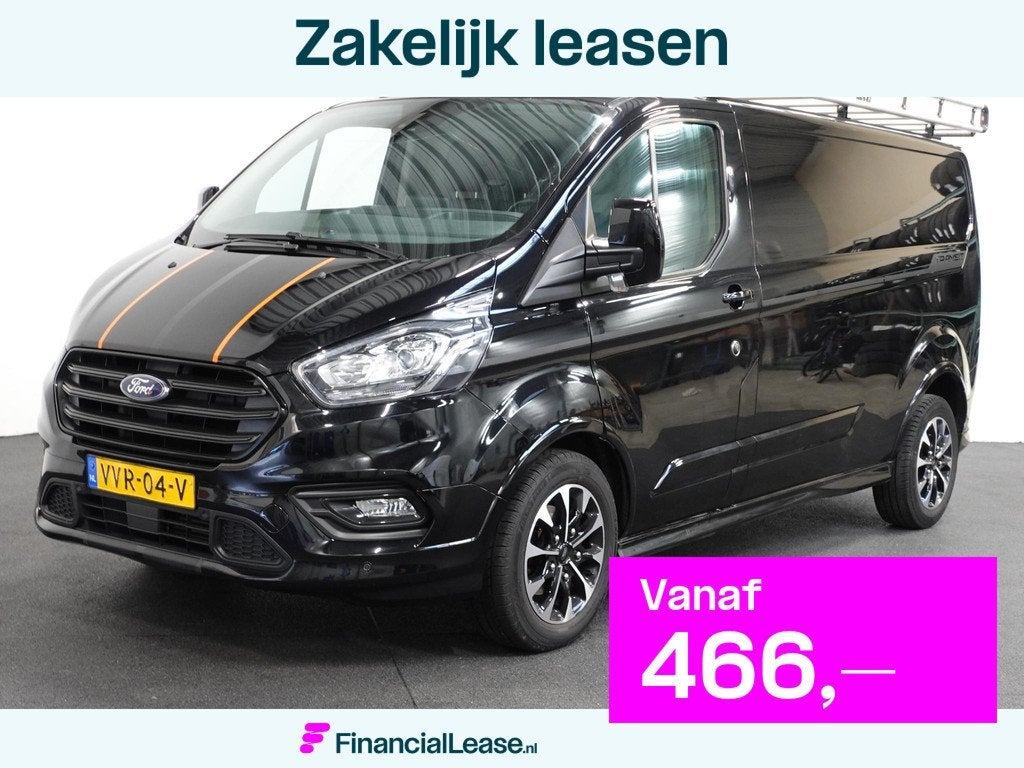 Ford Transit Custom 170pk Automaat L2H1 Raptor Edition Navig, 4 cilinders, Leder en Stof, Zwart, Origineel Nederlands