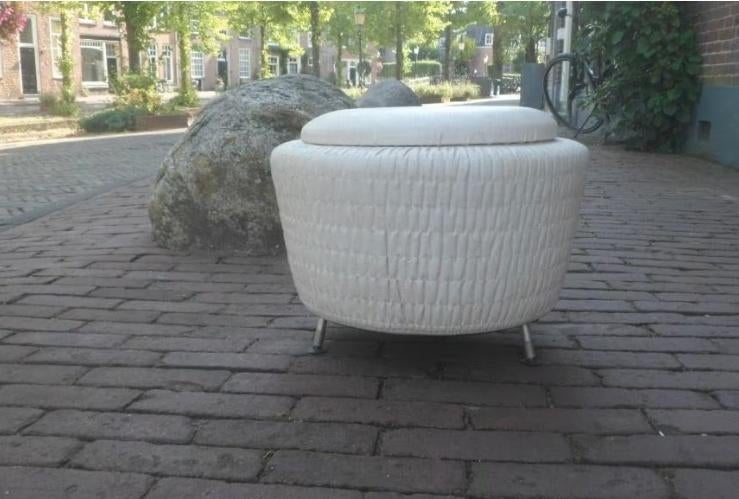 Vintage ronde poef naaimand skai jaren '60 space age design, Ophalen of Verzenden