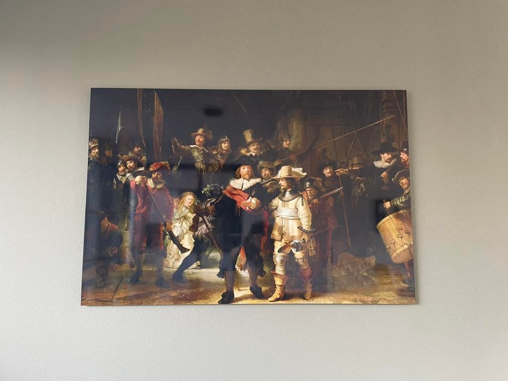 De nachtwacht schilderij aluminium, Ophalen
