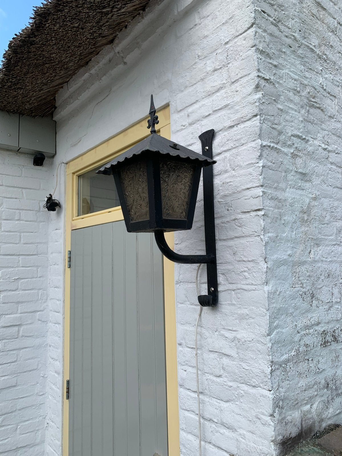 Mooie oude buitenlamp in prima staat, Tuin en Terras, Buitenverlichting, Ophalen, Gebruikt, Staal, Wandlamp