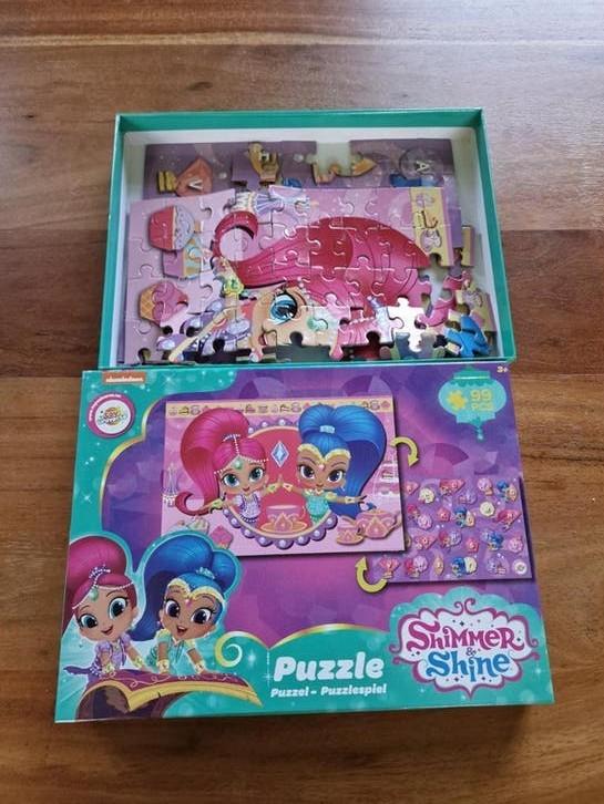 Shimmer & Shine puzzel - 99 stukjes, Ophalen of Verzenden, Meer dan 50 stukjes, Gebruikt, 4 tot 6 jaar
