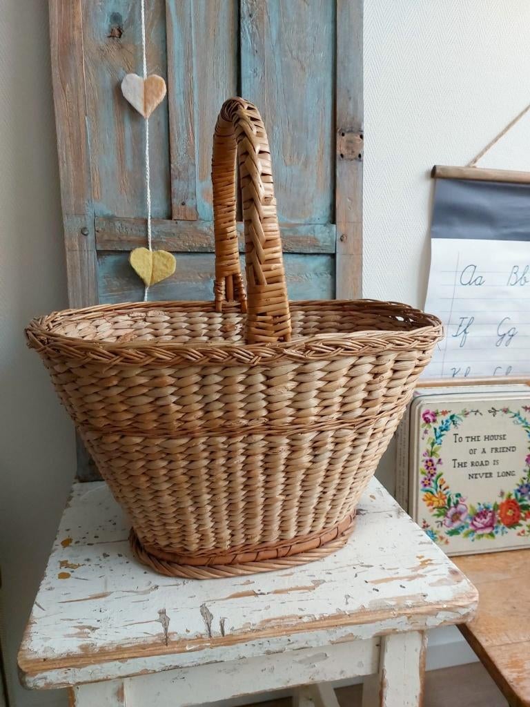Vintage rieten mand, Ophalen of Verzenden