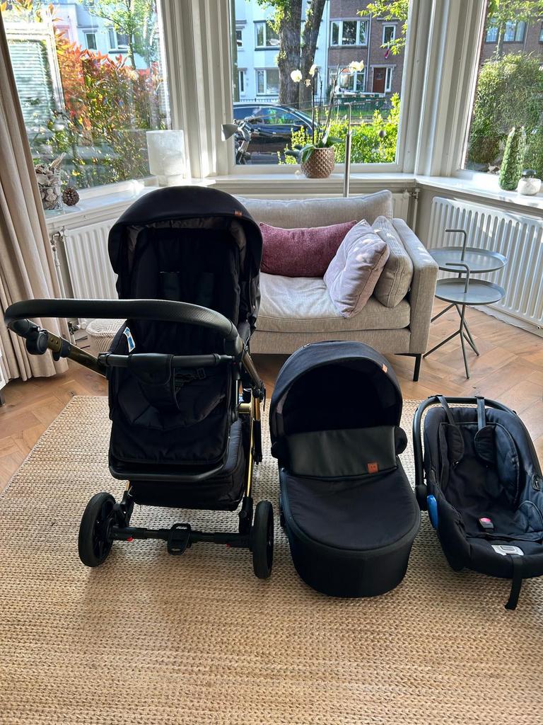 Baby Merc Limited Edition zwart-goud kinderwagenset 3-in-1, Kinderen en Baby's, Kinderwagens en Combinaties, Met autostoeltje