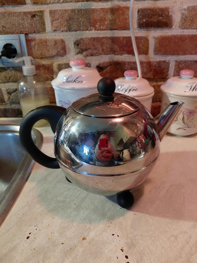 Bredemeijer Hilversum Holland Duet Theepot 1.2L, Theepot/fluitketel, Gebruikt, Bredemeijer, Zilver