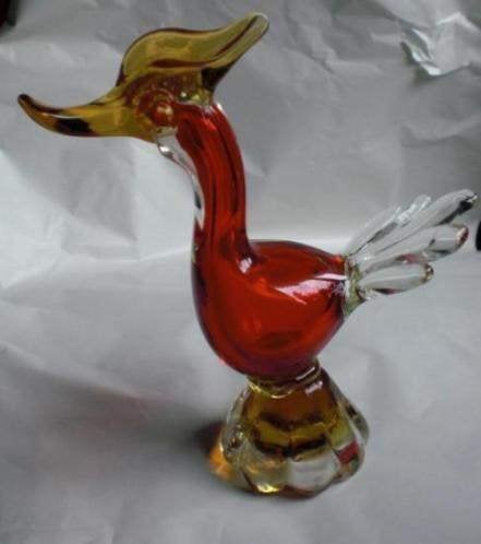 MURANO FRATELLI TOSO * KUIFEEND * Kleurrijk *, Glas, Verzenden, Rood, 21 cm
