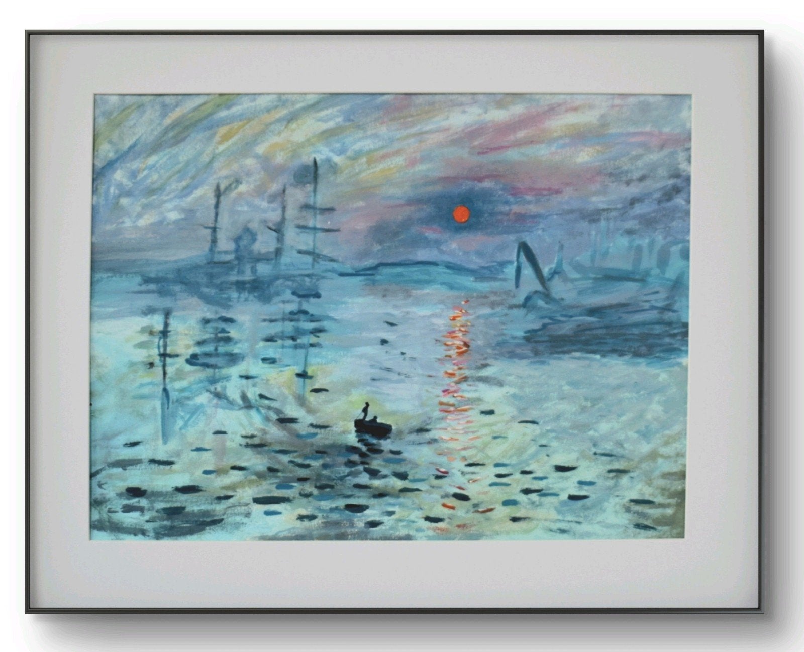 Claude Monet 'Impression Sunrise' Hommage Schilderij, Antiek en Kunst, Kunst | Schilderijen | Modern, Landschap, Passe-partout