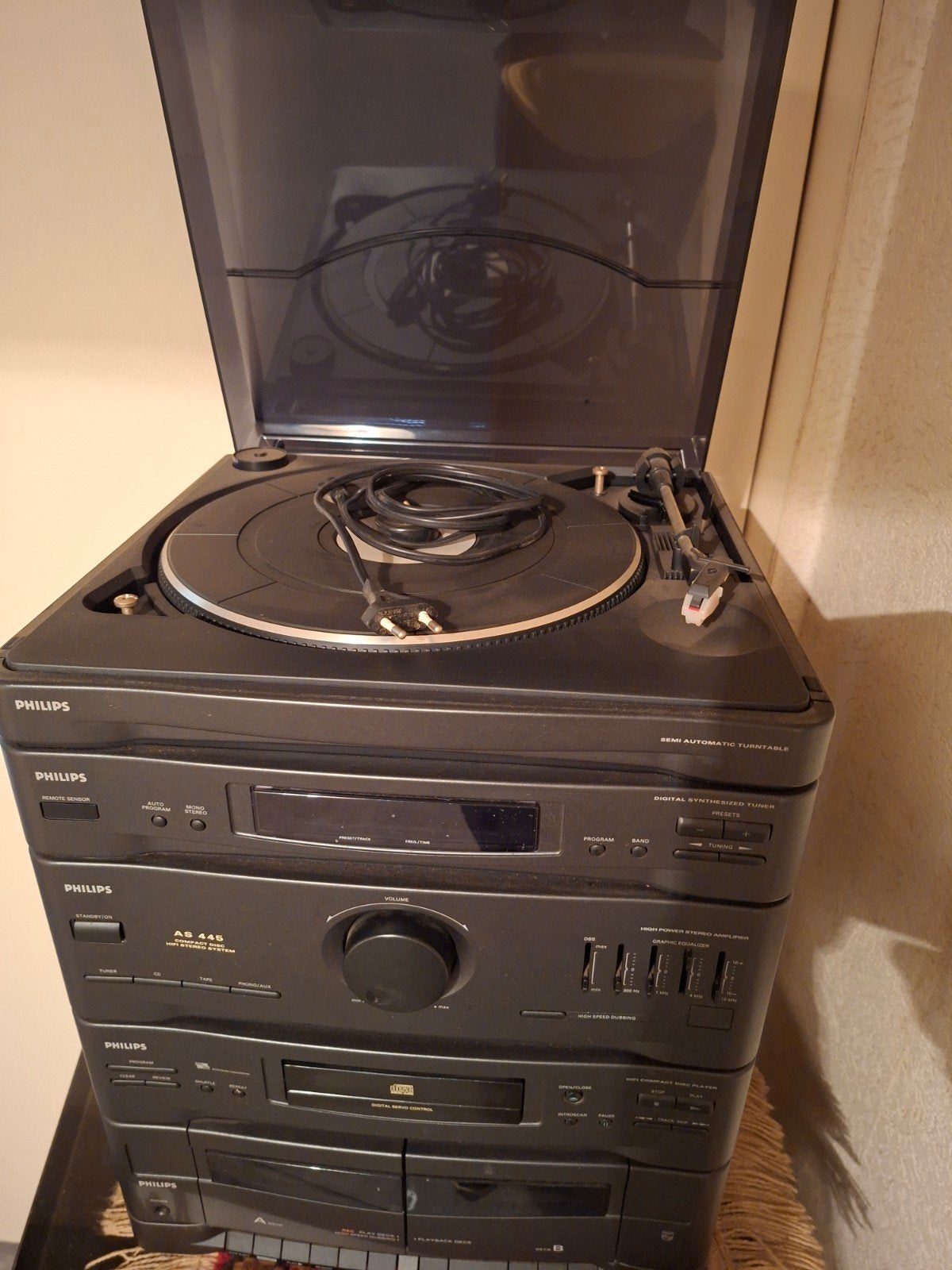 Philips  toren met Platenspeler, CD, Radio, Cassett, Ophalen, Philips, Gebruikt, Losse componenten