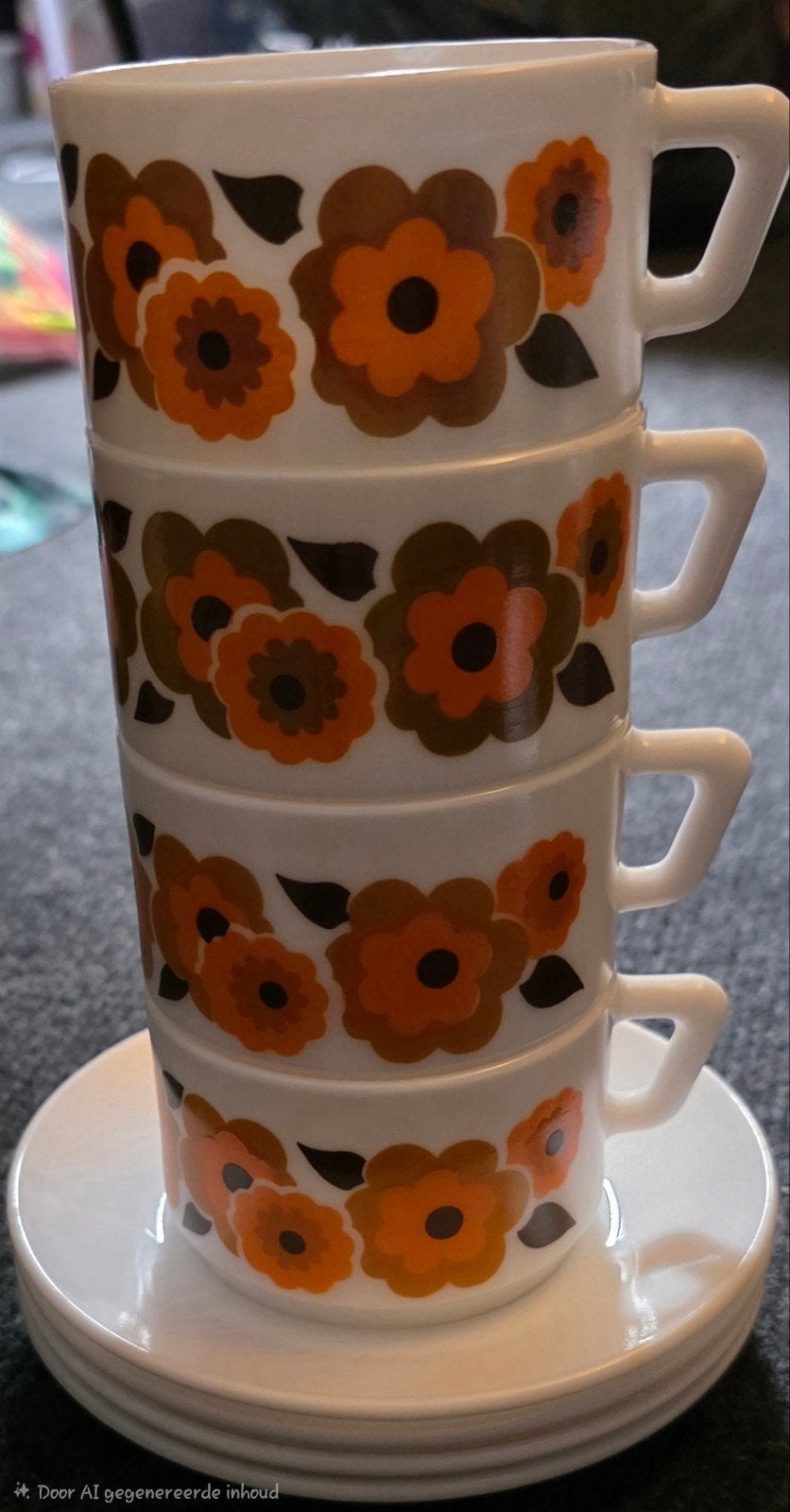 4 Arcopal Lotus kopjes en schoteltjes - Jaren '70, Ophalen of Verzenden