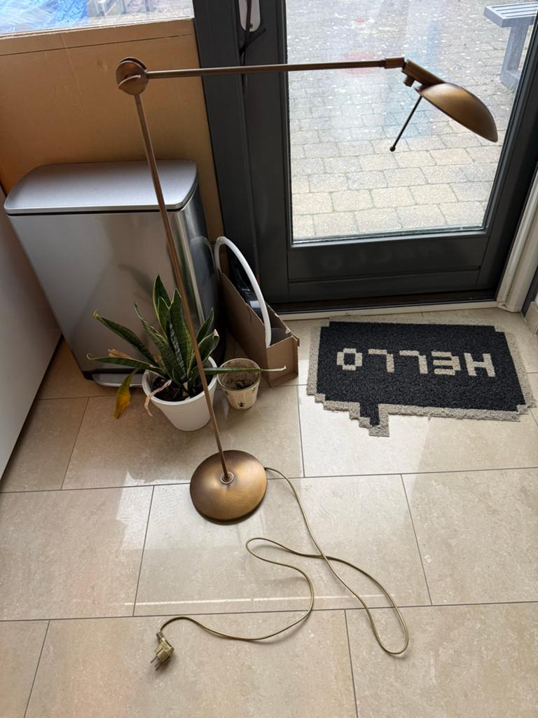 Stijlvolle bronzen vloerlamp, verstelbaar, Huis en Inrichting, Ophalen, Gebruikt, Metaal, 150 tot 200 cm