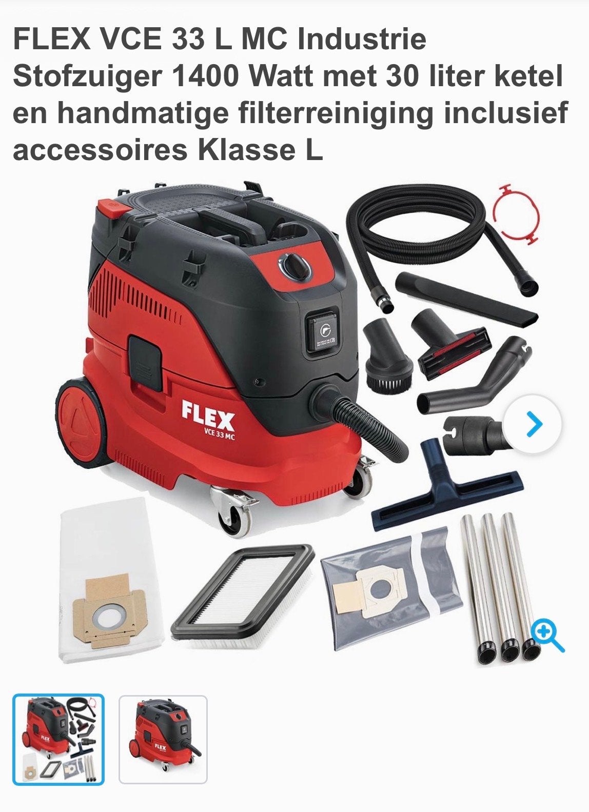 Flex Stofzuiger VCE 33 L MC 230/CEE  €373 euro ex btw nieuw, Nieuw, Ophalen of Verzenden, Industriële stofzuiger, Reservoir