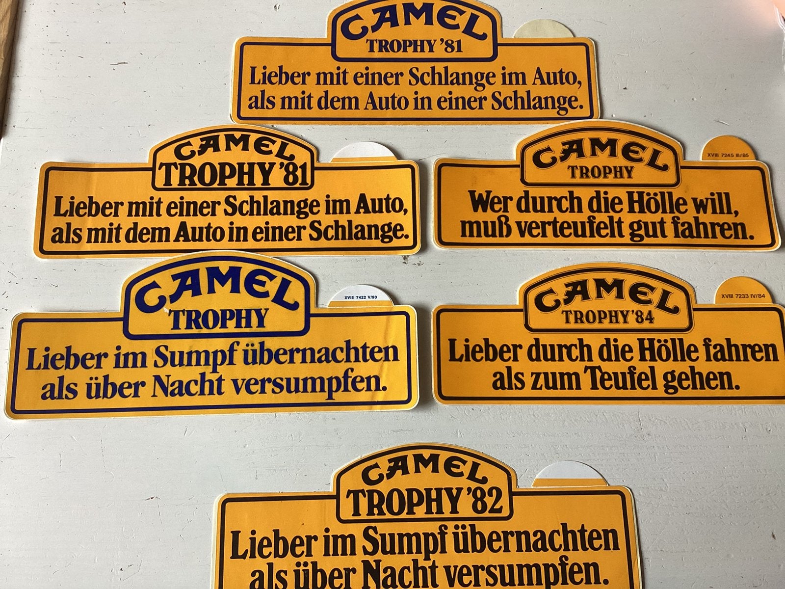 6 Duitse stickers Camel Trophy, Verzenden, Zo goed als nieuw