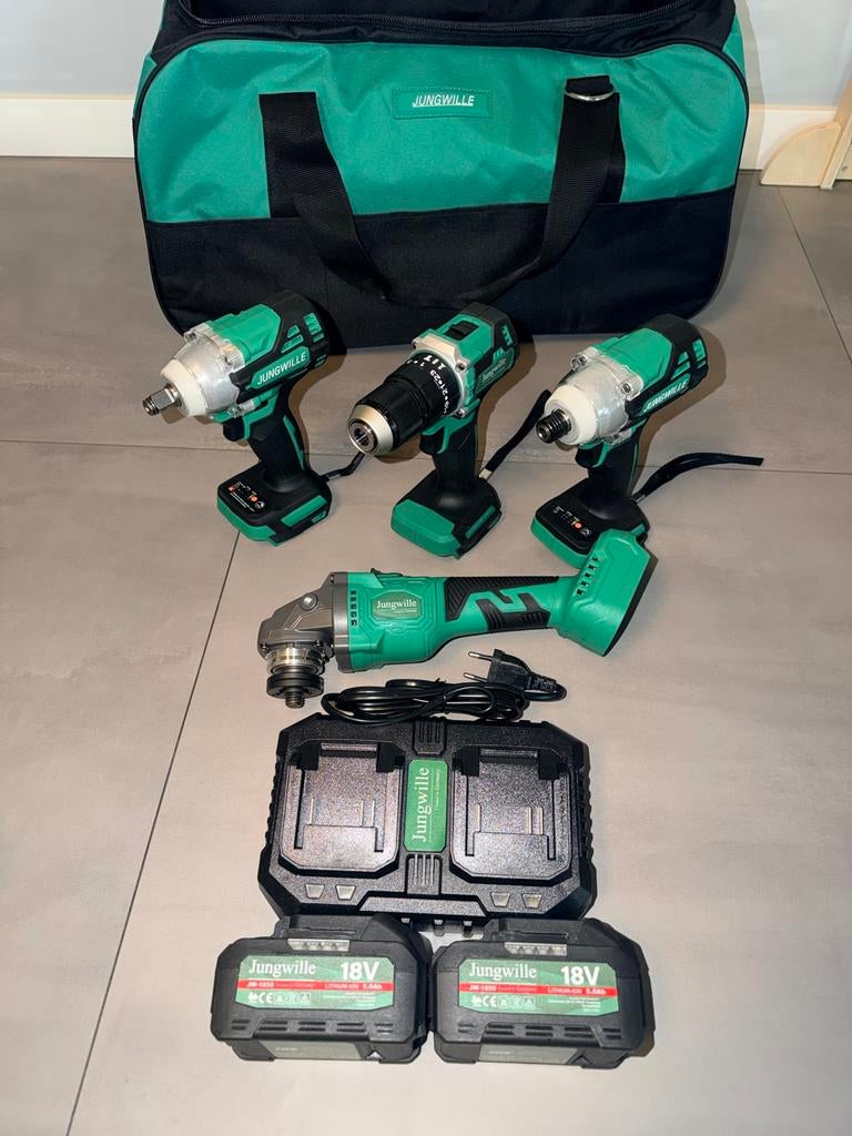 Jungwille 18V Accu Gereedschap Set Compleet met 2 Accu's, Ophalen of Verzenden, Nieuw, Overige typen, Variabele snelheid