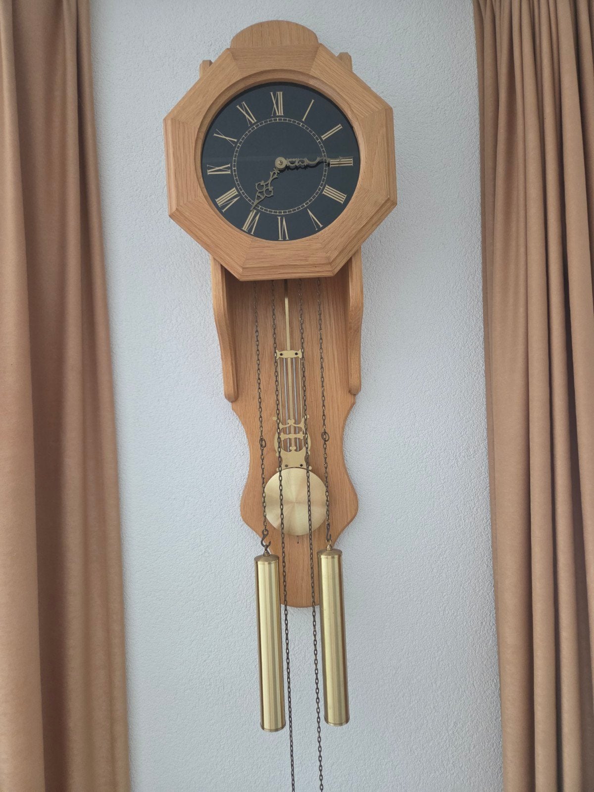 Te koop blank eiken hangklok, Antiek en Kunst, Ophalen of Verzenden