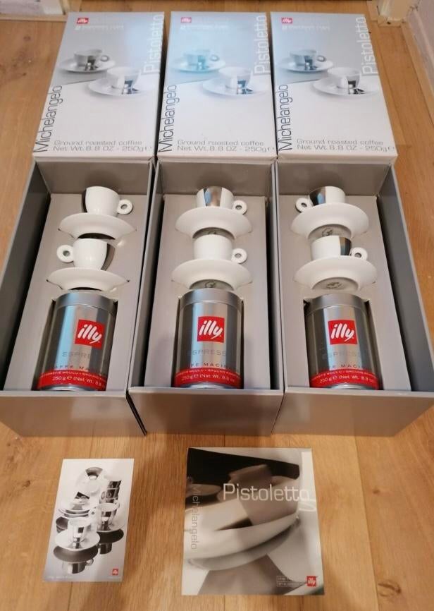 Illy Espresso kopjes 6 stuks Michaelangelo Pistoletto, Ophalen of Verzenden, Zo goed als nieuw, Overige stijlen, Kop(pen) en/of Schotel(s)