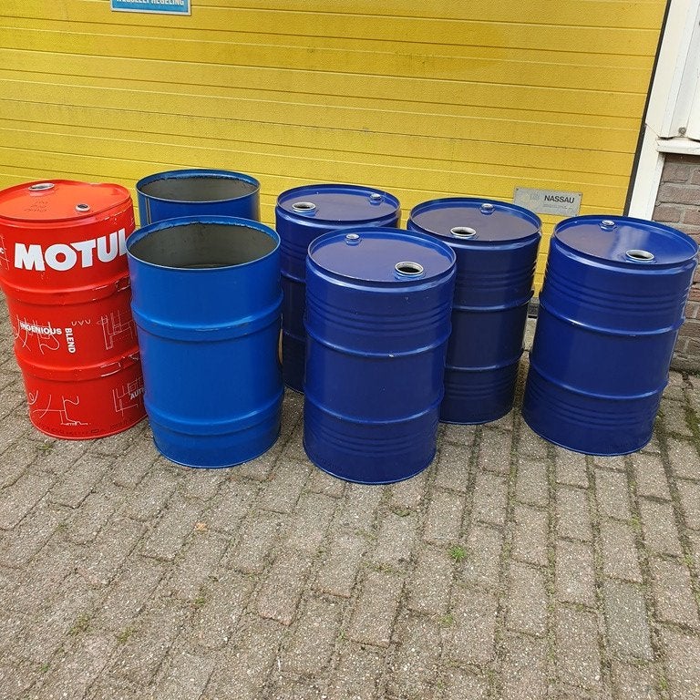 Oliedrum vuurton olievat stookvat brandton buitenkachel ton, Ophalen, Gebruikt, Vuurton