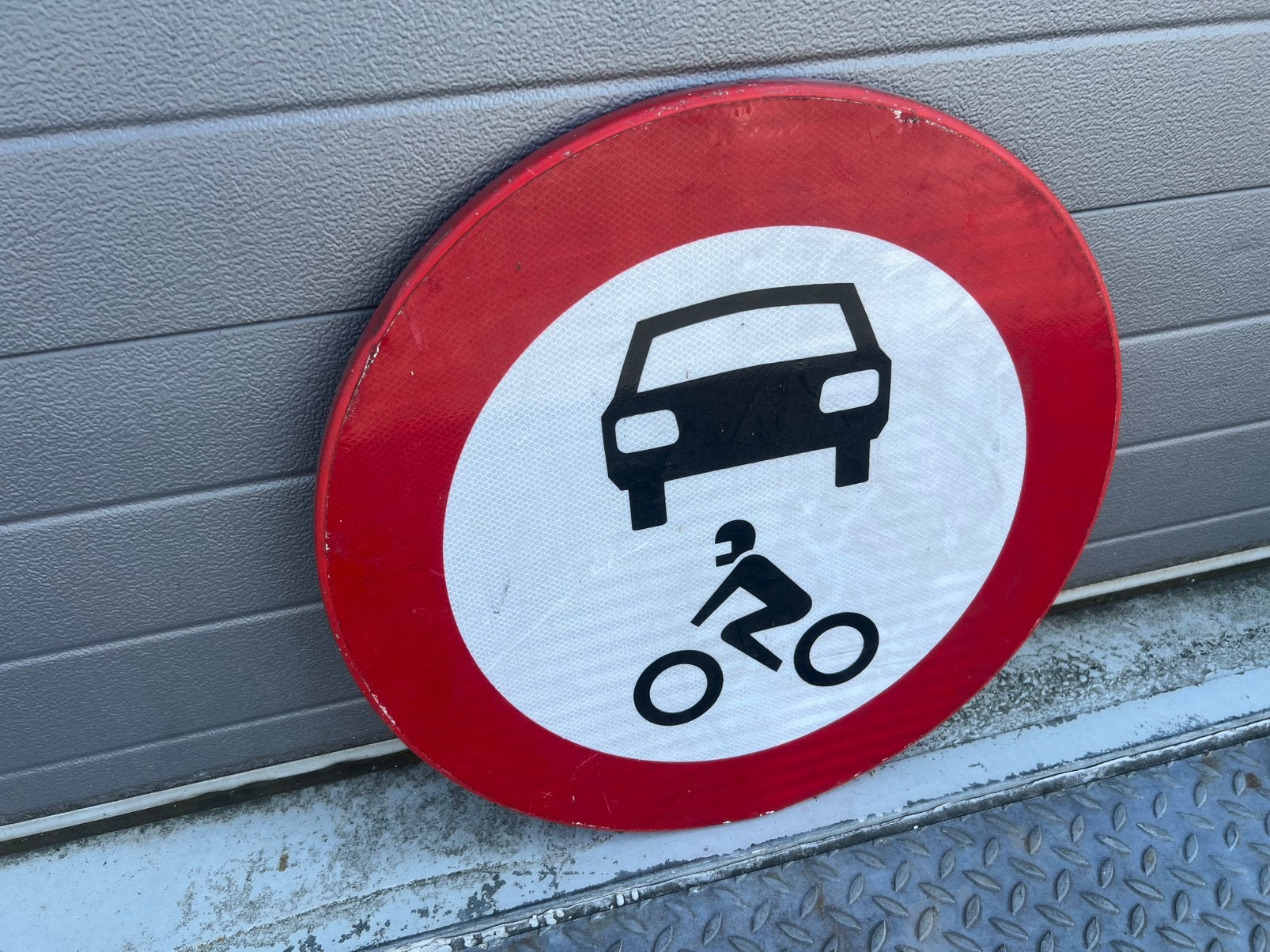 Verkeersbord geen toegang motorvoertuigen rood wit 60 cm, Reclamebord, Geen toegang motorvoertuigen, Verkeersbord, Rood / wit
