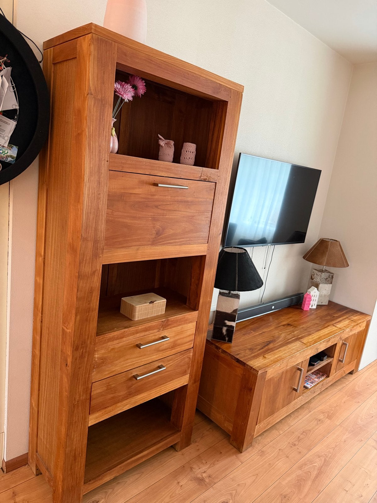 Mooie Teak Kast - Hoogte 200, Diepte 40, Breedte 80, Ophalen, Gebruikt, Teakhout, 50 tot 100 cm