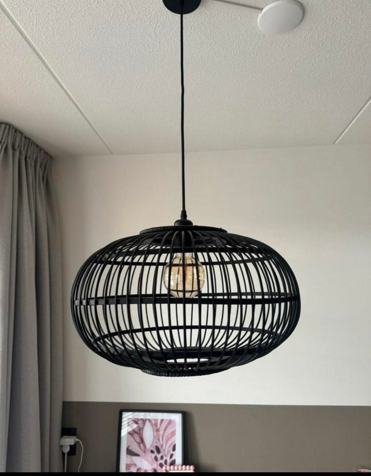 Mooie zwarte hanglamp van Kwantum, Ophalen, Gebruikt, Natuurlijk materiaal