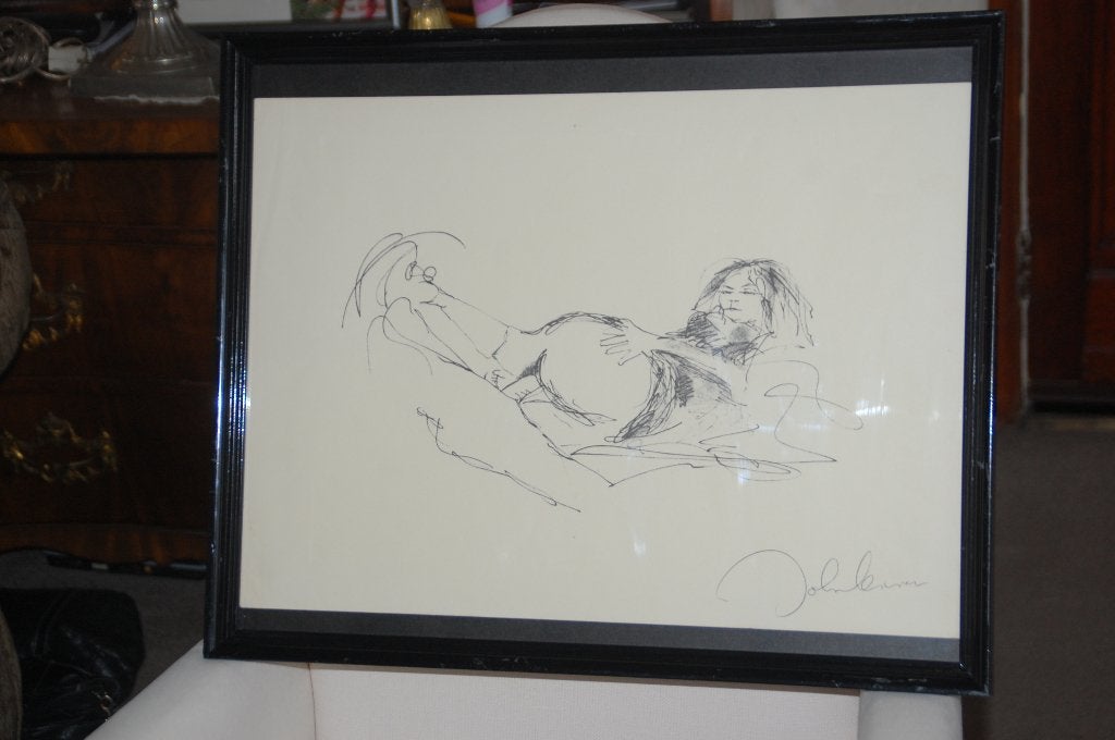 Een litho van Yoko Ono en John Lennon bag one 19401980, Antiek en Kunst, Ophalen of Verzenden
