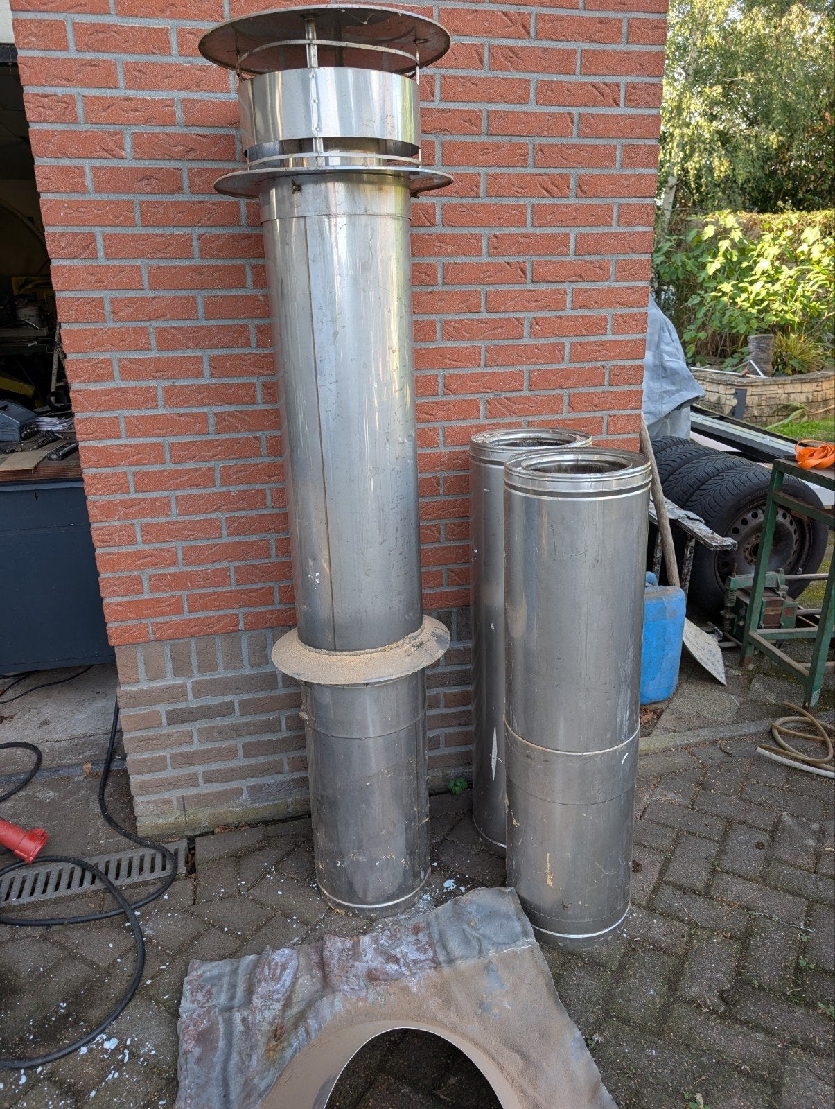 dubbelwandige pijp met dakdoorvoer, Ophalen, Afvoer, Rvs, Minder dan 2 meter