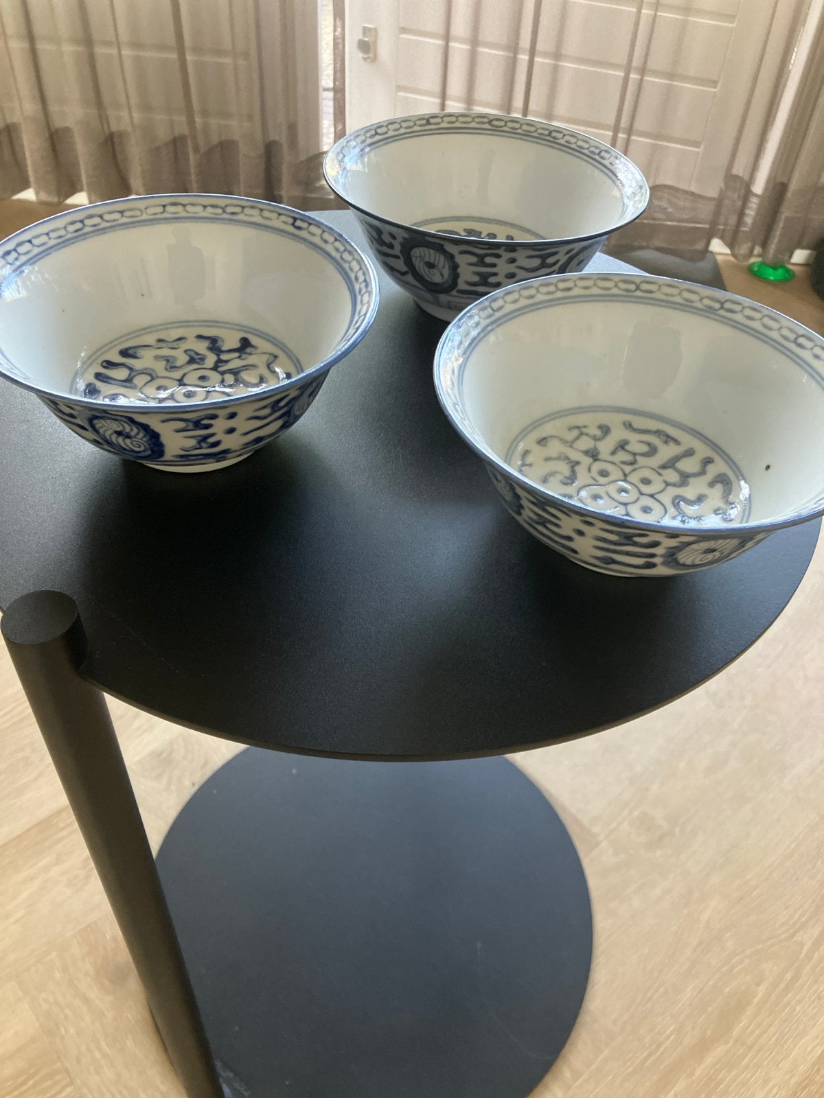 Set van 3 antieke Chinese blauw-witte kommen, Ophalen