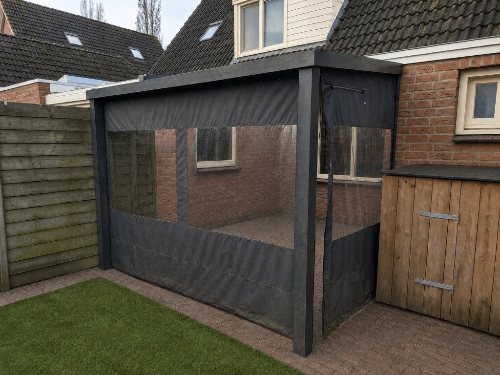 Zijwand overkapping, screen met zichtvensters, Ophalen, Gebruikt, Veranda