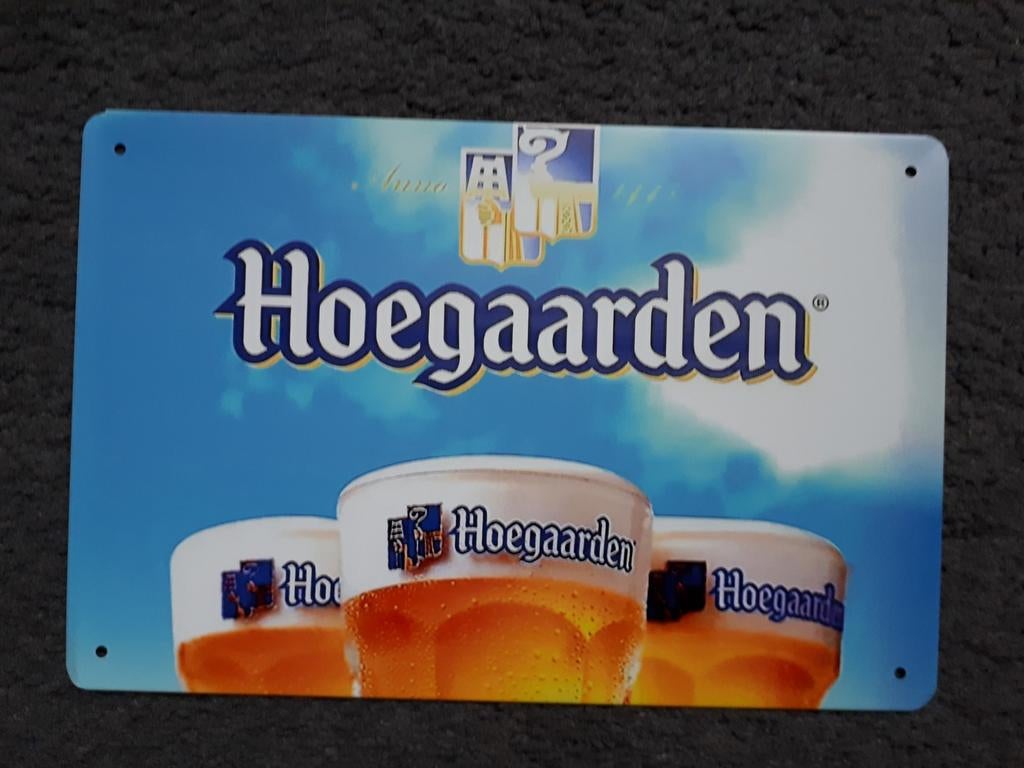 Hoegaarden 20x30 cm Metalen Reclamebord, Ophalen of Verzenden, Nieuw, Reclamebord, Plaat of Schild, Overige merken