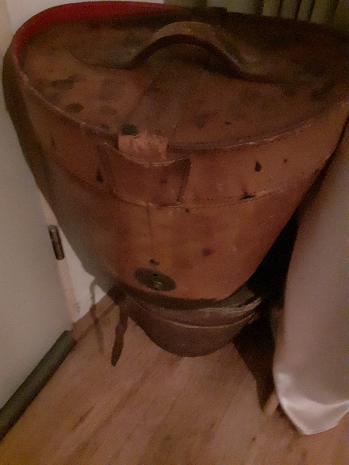 prachtige brocante leren hoedendoos, Antiek en Kunst, Ophalen of Verzenden
