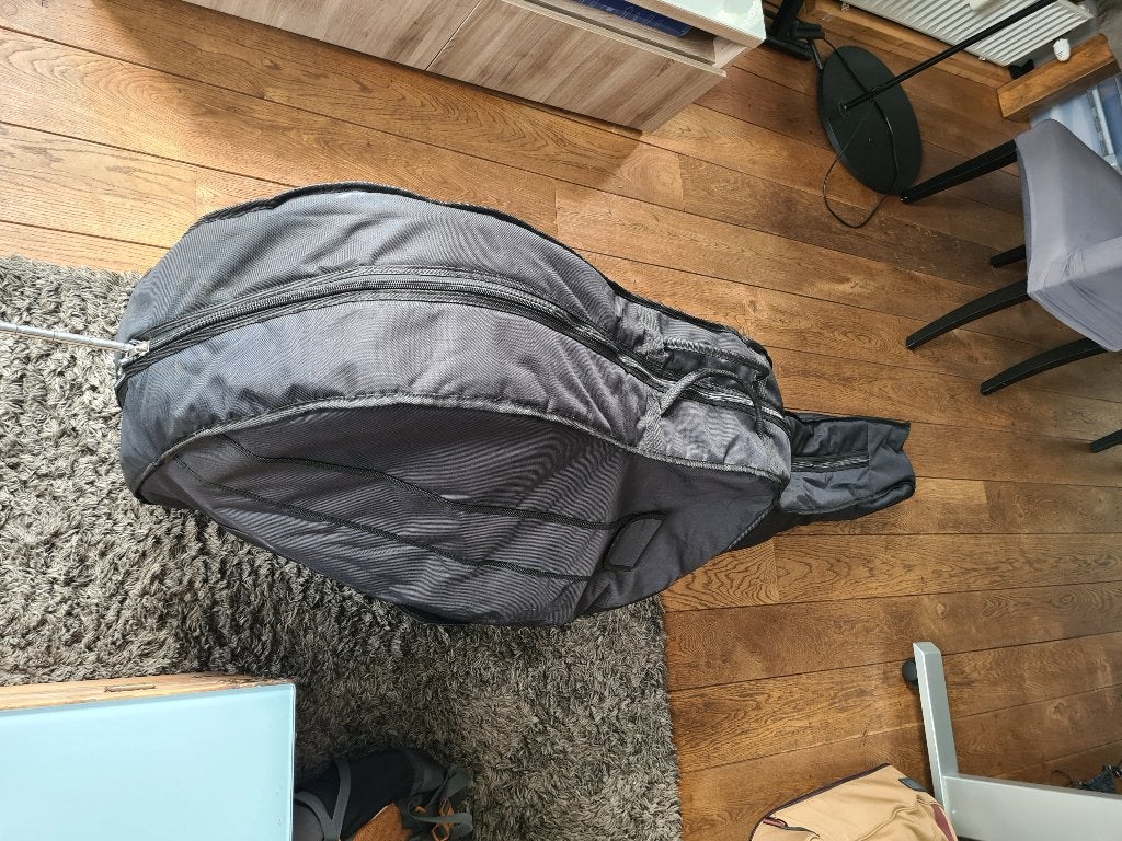 Contrabas hoes - Zwart, stevig en beschermend, Ophalen of Verzenden, Gebruikt, 3/4-contrabas, Met koffer