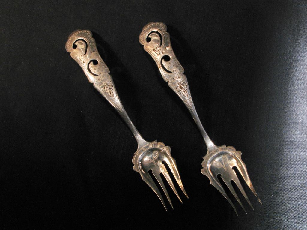 Zuurvorkjes, erg fraai antiek zilver Schoonhoven, 1870. 1191, Antiek en Kunst, Ophalen of Verzenden, Zilver