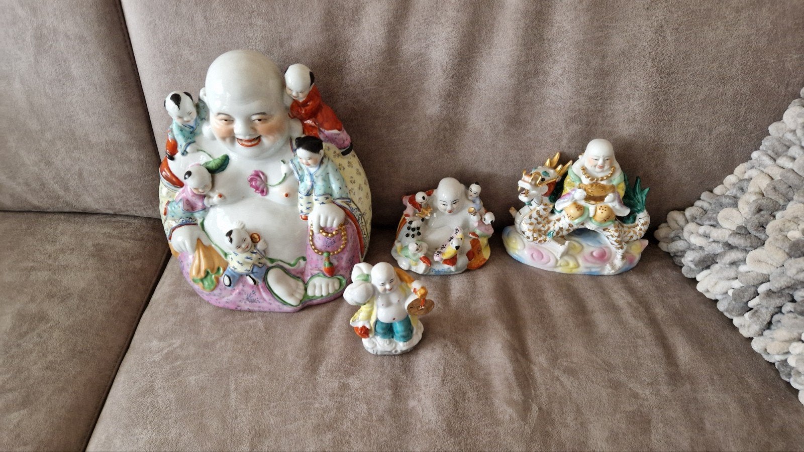 Set van 3 Chinese Boeddha beeldjes - Geluk en voorspoed, Ophalen of Verzenden