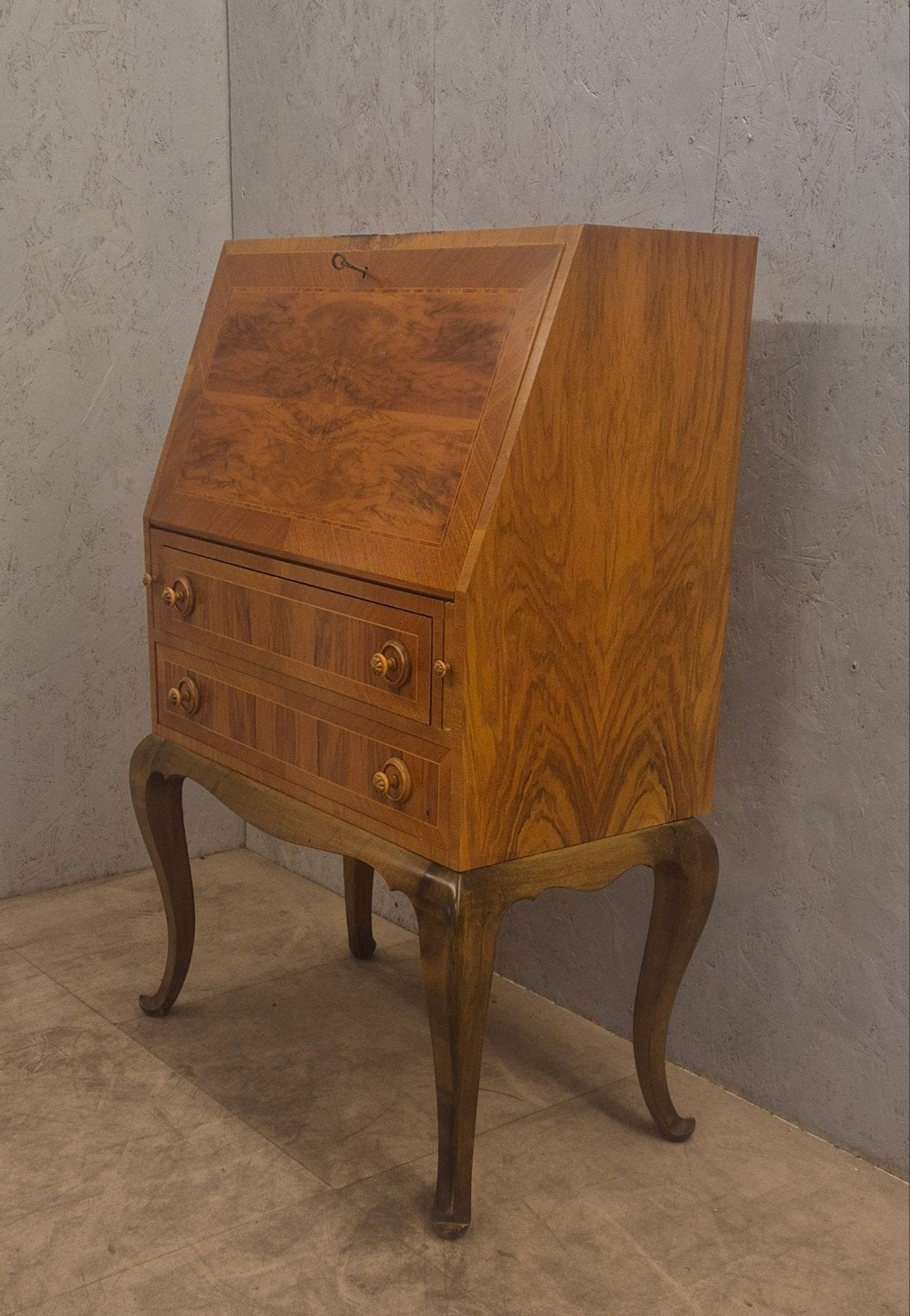 Vintage wortelnoten secretaire klepbureau ca. 1930, Ophalen, N.v.t, N.v.t, N.v.t