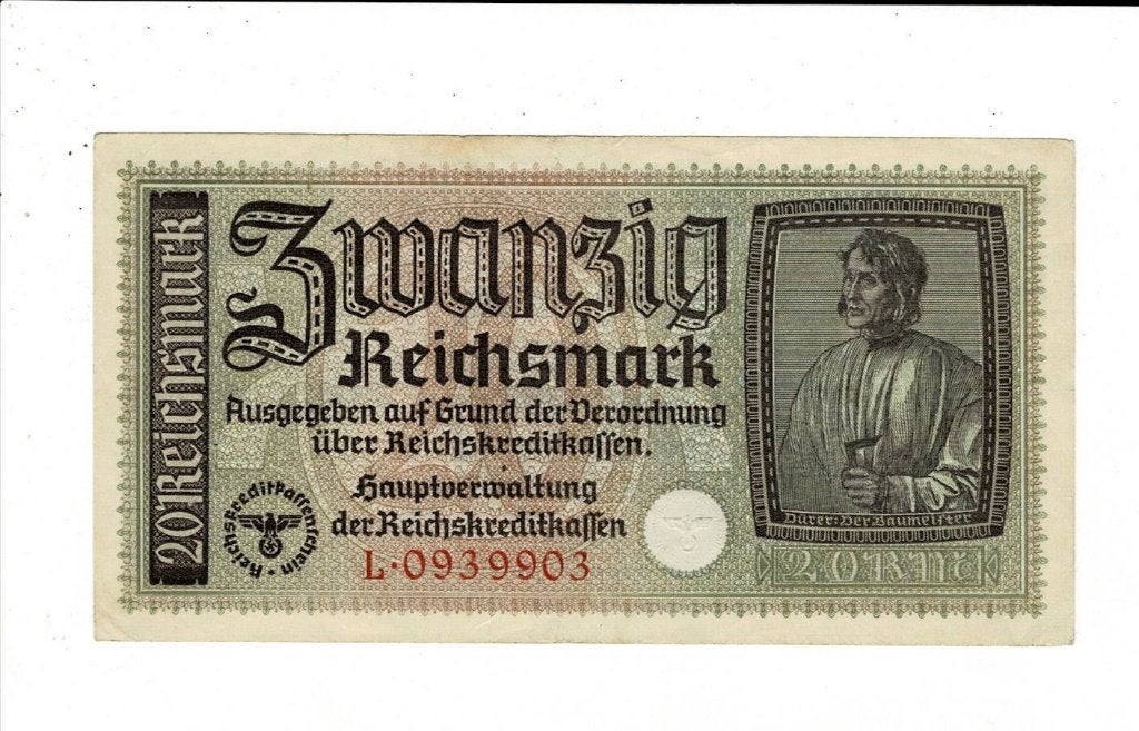 Duitsland, 20 reichsmark 1939, met swastika, Postzegels en Munten, Bankbiljetten | Europa | Niet-Eurobiljetten, Verzenden, Duitsland