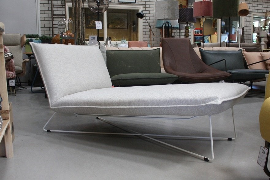 3 x luxe ligbed Chaise Longue EARL Jess design stof naturel, Ophalen, Zo goed als nieuw, Overige materialen